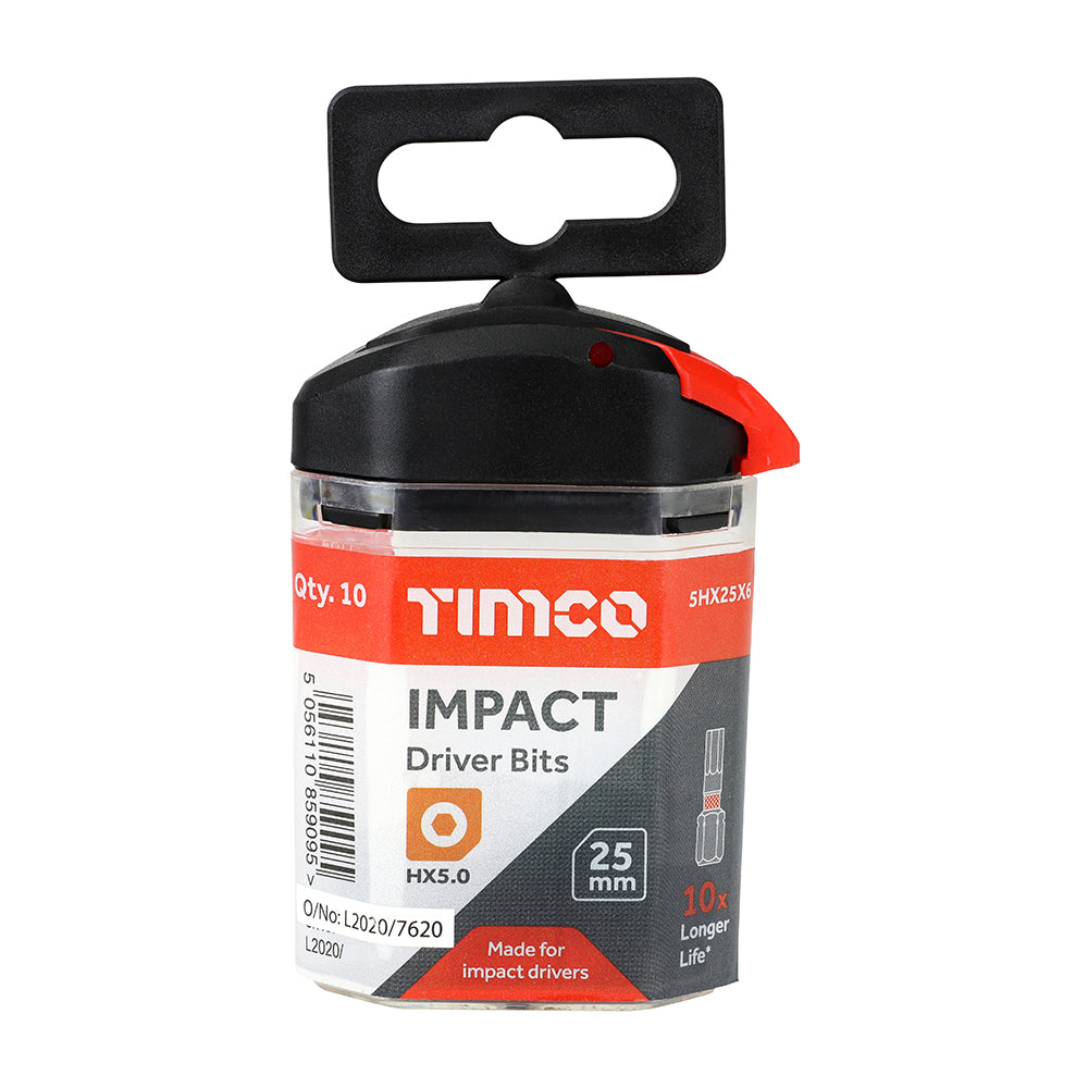 TIMCO Impact 25mm Hex Bits - 5.0 x 25 - Image