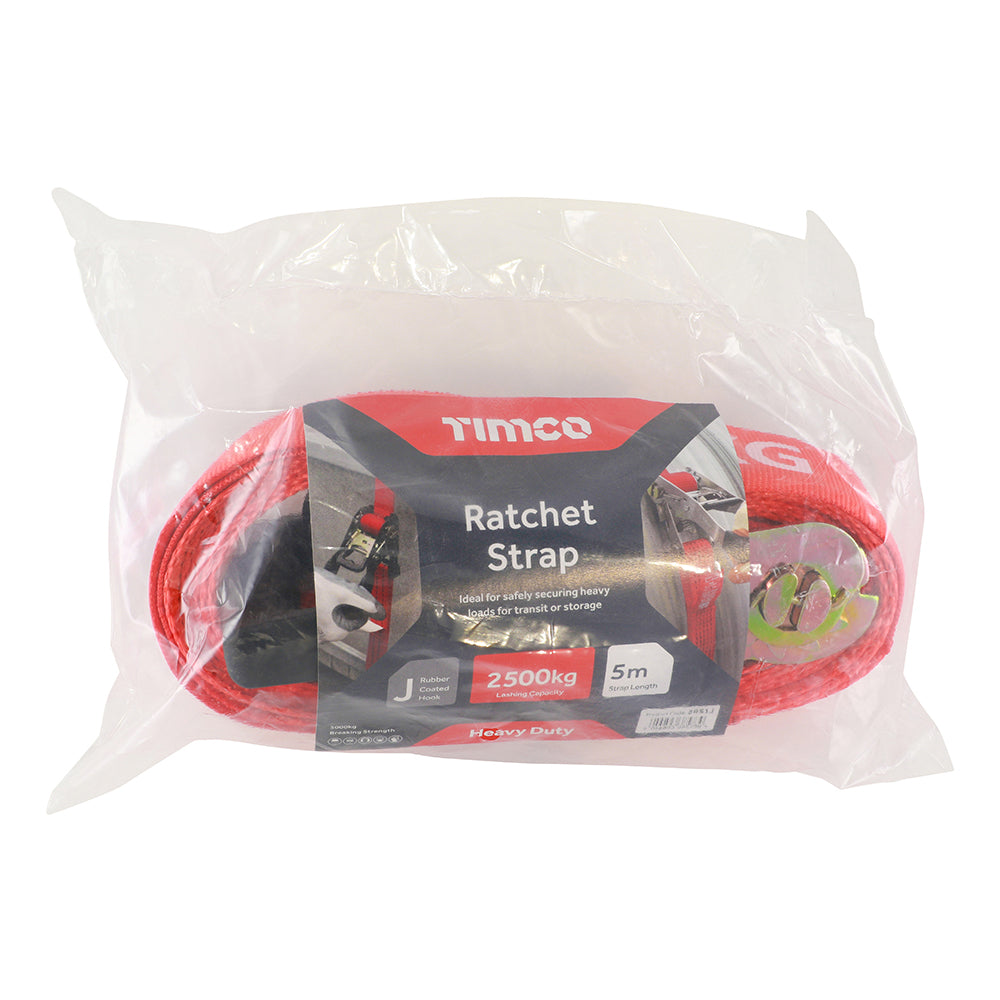TIMCO J Hook Ratchet Strap Heavy Duty - 5m x 50mm - Image