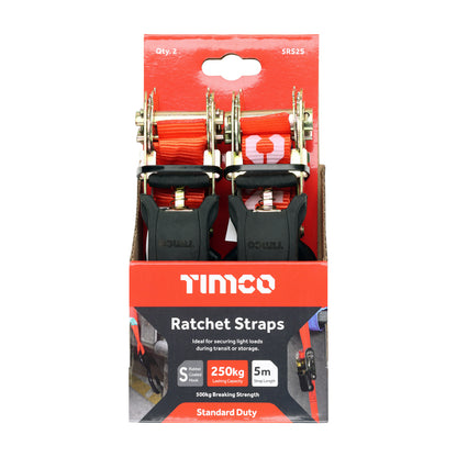 TIMCO S Hook Ratchet Straps Standard Duty - 5m x 25mm - Image