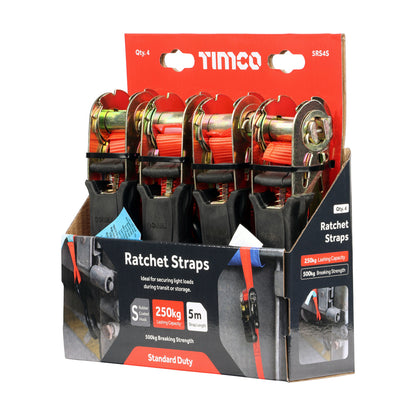 TIMCO S Hook Ratchet Straps Standard Duty - 5m x 25mm - Image
