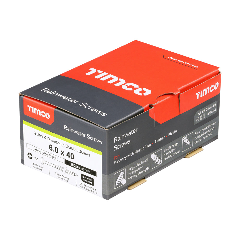 TIMCO Rainwater Bracket Exterior White Screws - 6.0 x 40 - Image