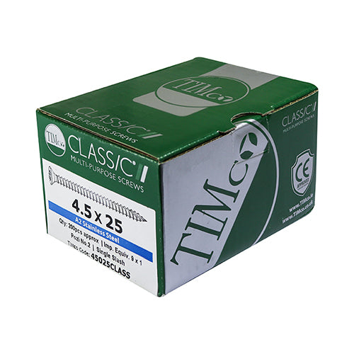 TIMCO Classic Multi-Purpose Countersunk A2 Stainless Steel Woodcrews - 6.0 x 40 - Image