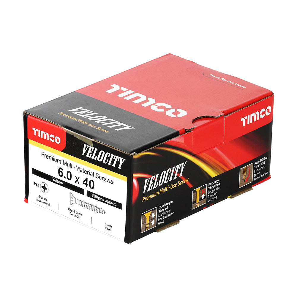 TIMCO Velocity Premium Multi-Use Countersunk Gold Woodscrews - 6.0 x 40 - Image