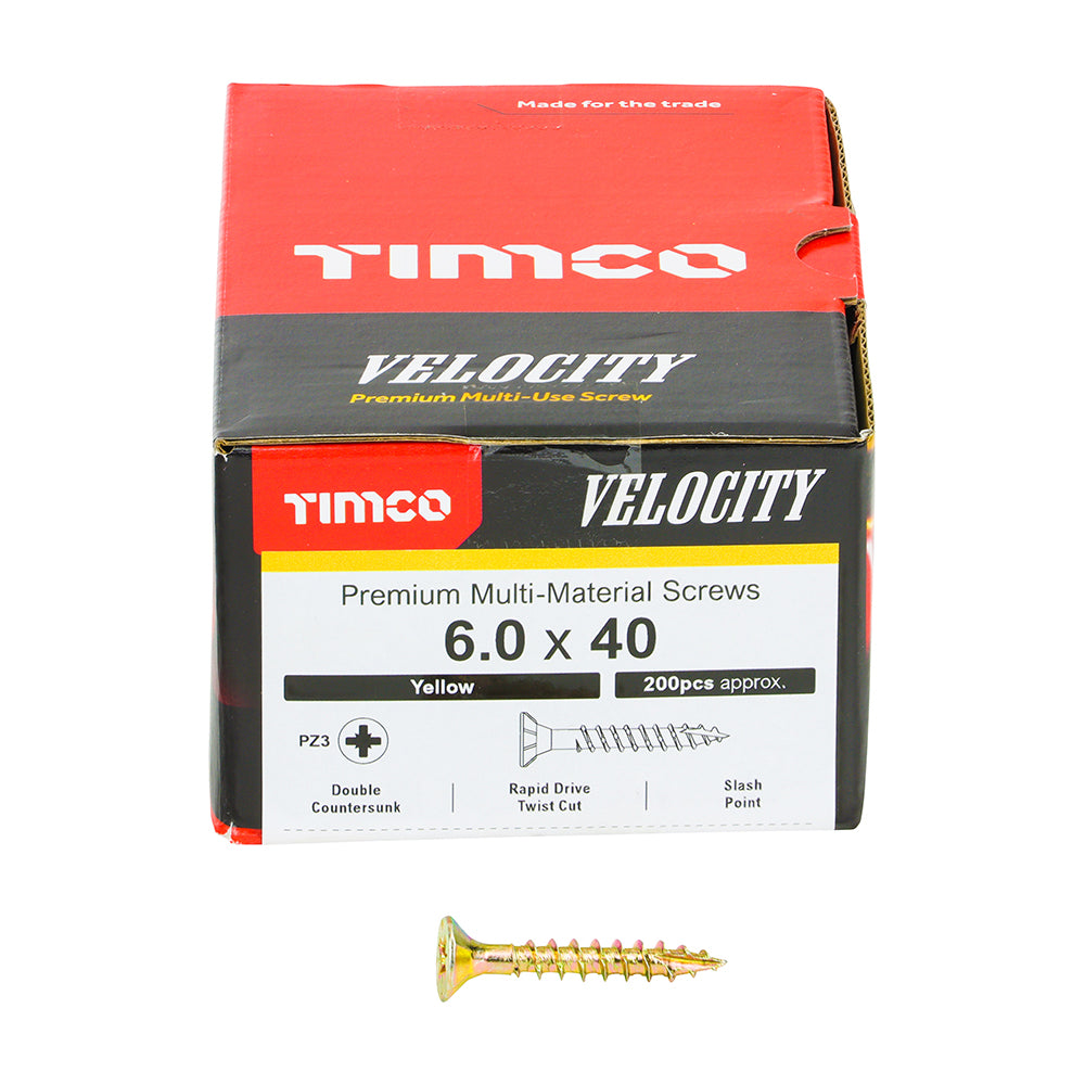 TIMCO Velocity Premium Multi-Use Countersunk Gold Woodscrews - 6.0 x 40 - Image