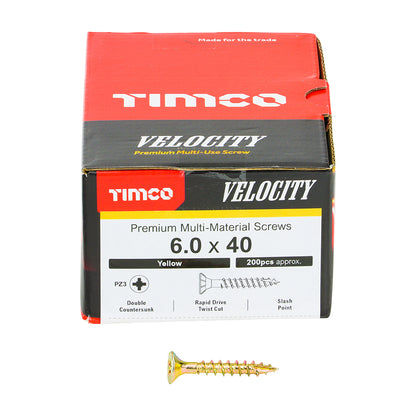 TIMCO Velocity Premium Multi-Use Countersunk Gold Woodscrews - 6.0 x 40 - Image