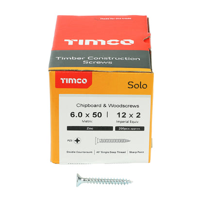 TIMCO Solo Countersunk Silver Woodscrews - 6.0 x 50 - Image