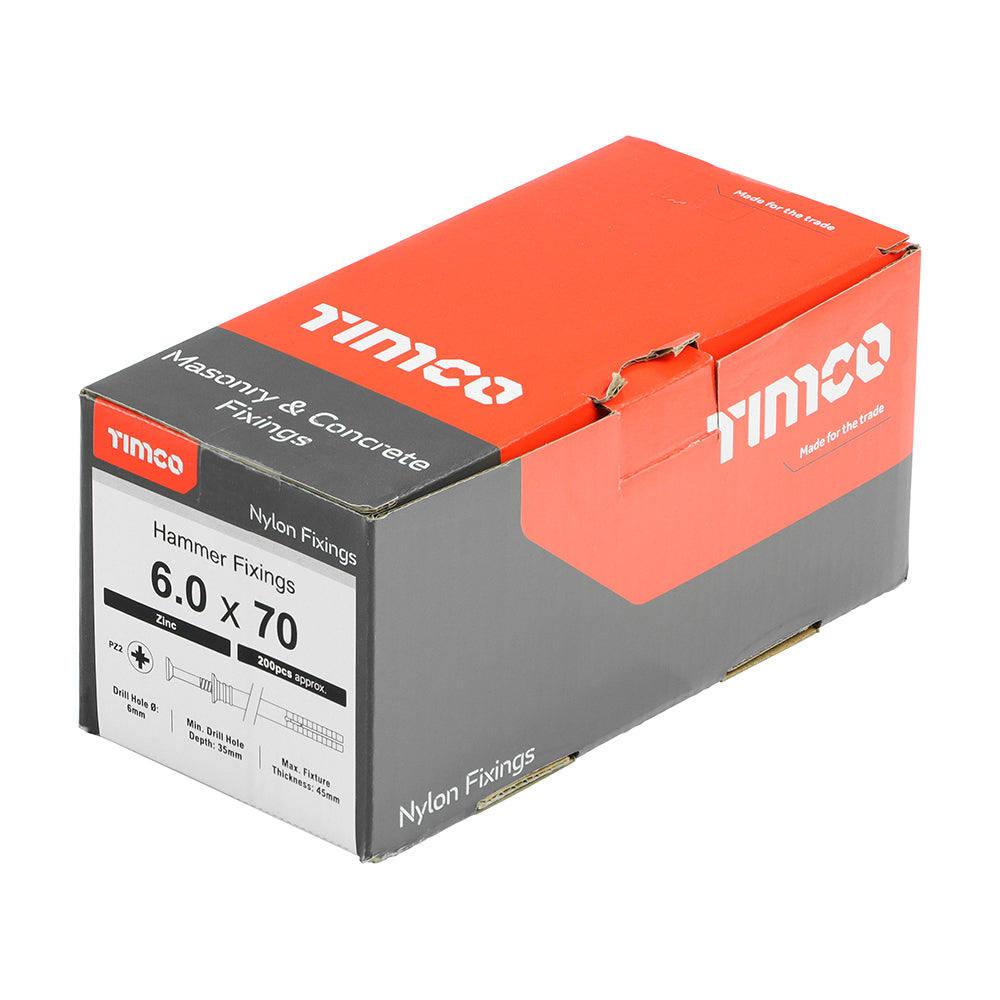 TIMCO Nylon Hammer Fixings - 6.0 x 70 - Image