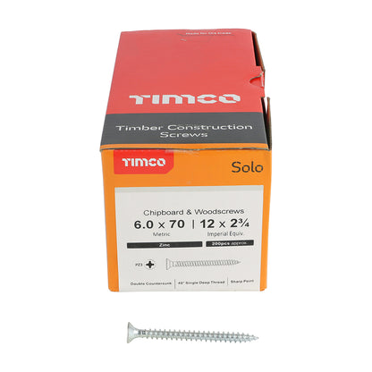 TIMCO Solo Countersunk Silver Woodscrews - 6.0 x 70 - Image