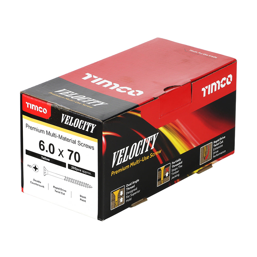 TIMCO Velocity Premium Multi-Use Countersunk Gold Woodscrews - 6.0 x 70 - Image