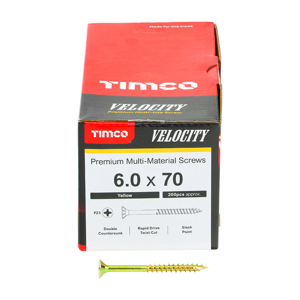 TIMCO Velocity Premium Multi-Use Countersunk Gold Woodscrews - 6.0 x 70 - Image