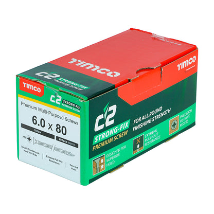 TIMCO C2 Strong-Fix Multi-Purpose Premium Countersunk Gold Woodscrews - 6.0 x 80 - Image