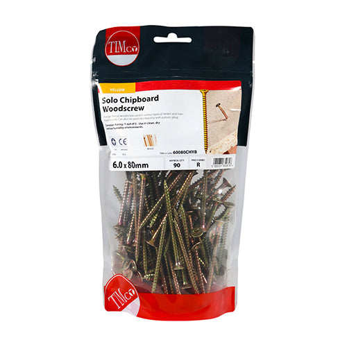 TIMCO Solo Countersunk Gold Woodscrews - 6.0 x 80 - Image