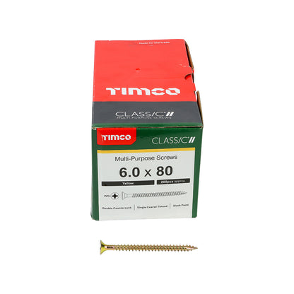 TIMCO Classic Multi-Purpose Countersunk Gold Woodscrews - 6.0 x 80 - Image