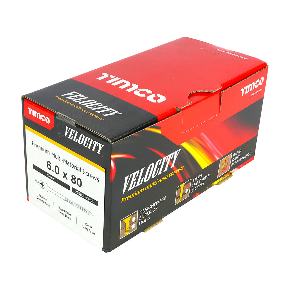 TIMCO Velocity Premium Multi-Use Countersunk Gold Woodscrews - 6.0 x 80 - Image
