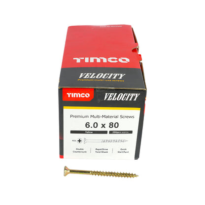 TIMCO Velocity Premium Multi-Use Countersunk Gold Woodscrews - 6.0 x 80 - Image