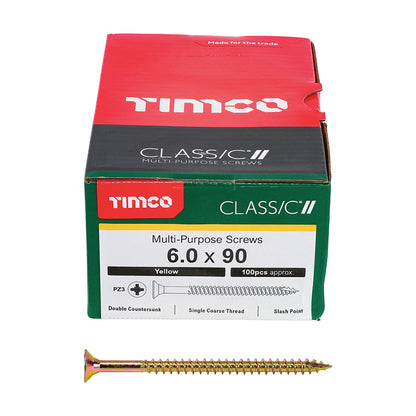 TIMCO Classic Multi-Purpose Countersunk Gold Woodscrews - 6.0 x 90 - Image