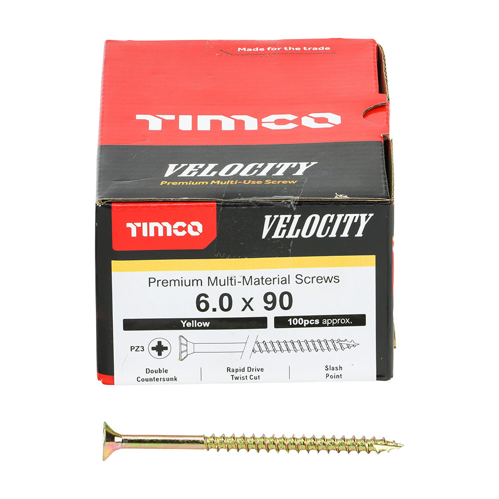 TIMCO Velocity Premium Multi-Use Countersunk Gold Woodscrews - 6.0 x 90 - Image