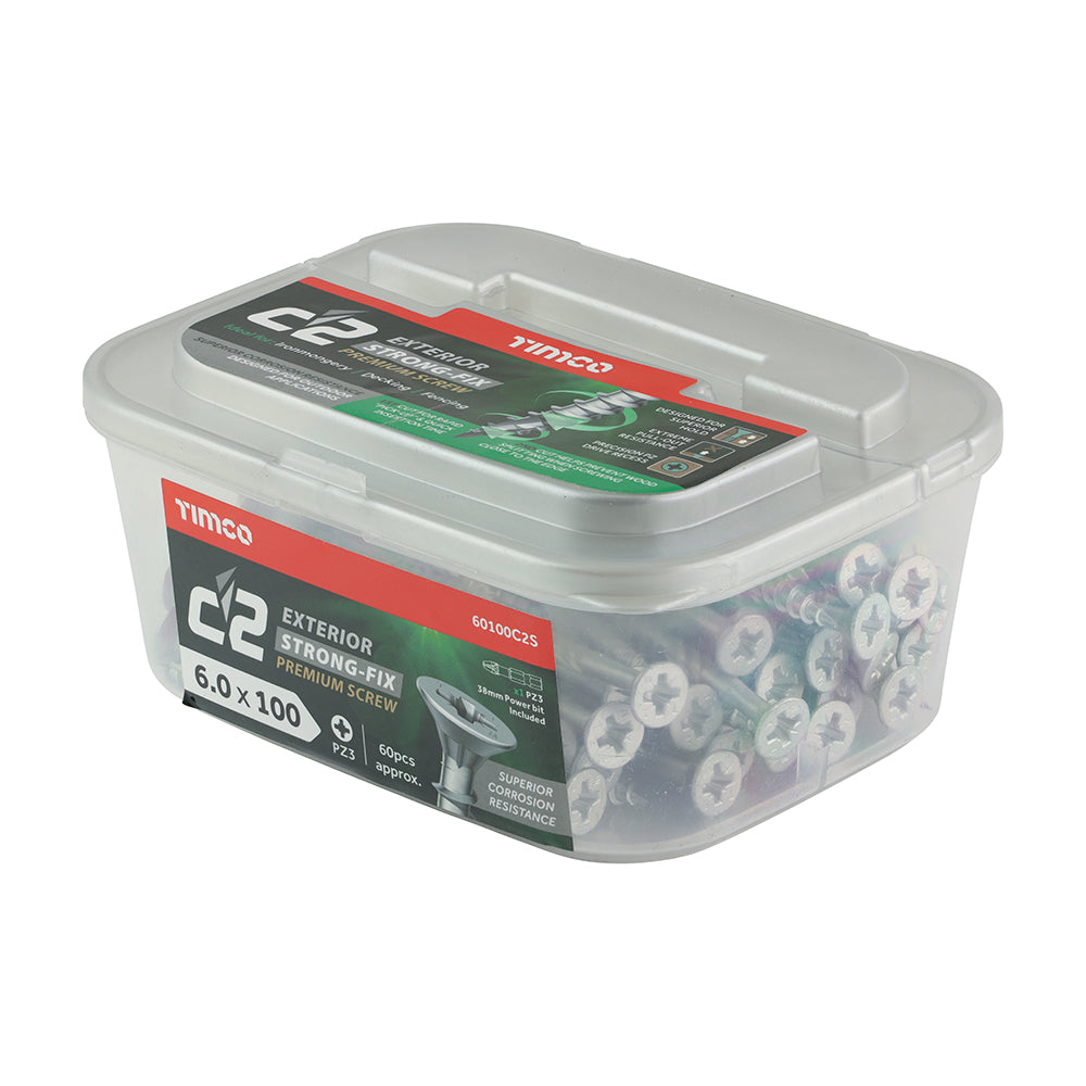 TIMCO C2 Exterior Multi-Purpose Premium Countersunk Silver Woodscrews - 6.0 x 100