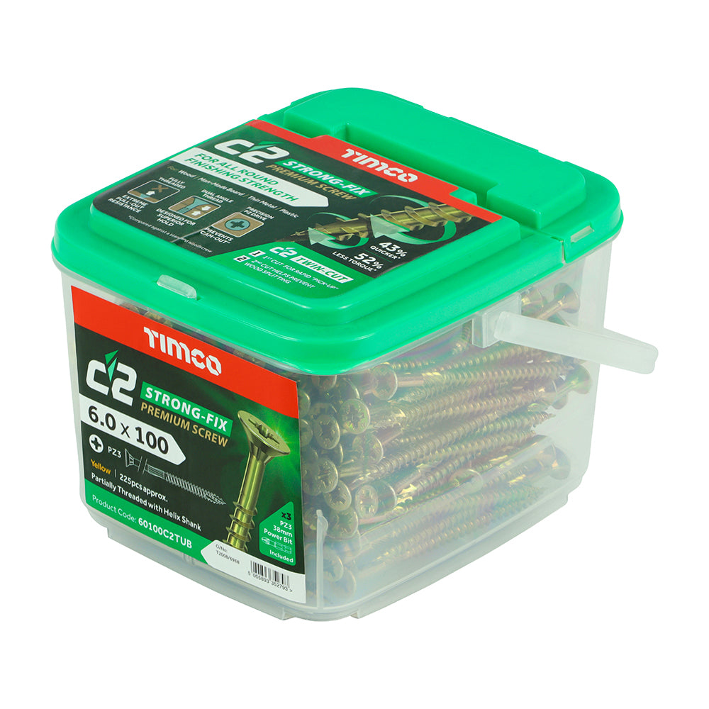 TIMCO C2 Strong-Fix Multi-Purpose Premium Countersunk Gold Woodscrews - 6.0 x 100 - Image