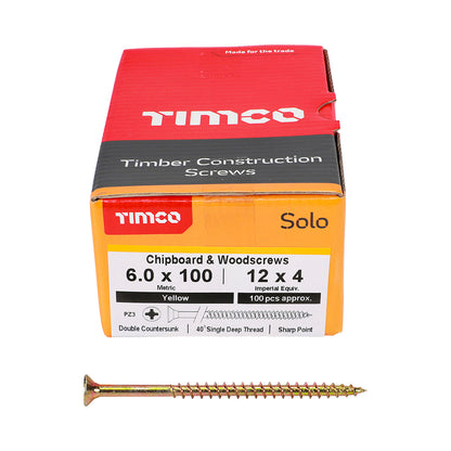 TIMCO Solo Countersunk Gold Woodscrews - 6.0 x 100 - Image