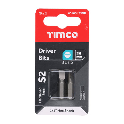 TIMCO Slotted Driver Bit S2 Grey - 6.0 x 1.0 x 25 - Image