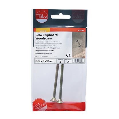 TIMCO Solo Countersunk Gold Woodscrews - 6.0 x 120 - Image