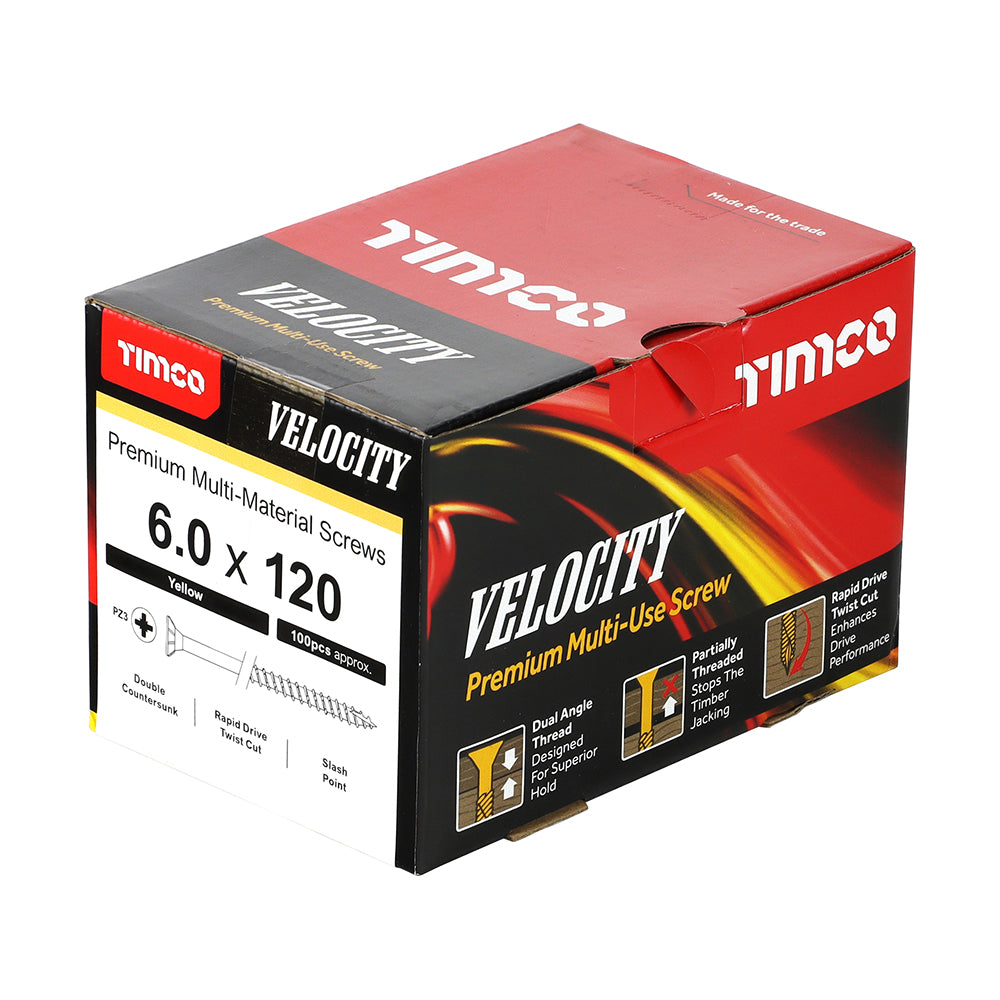 TIMCO Velocity Premium Multi-Use Countersunk Gold Woodscrews - 6.0 x 120 - Image