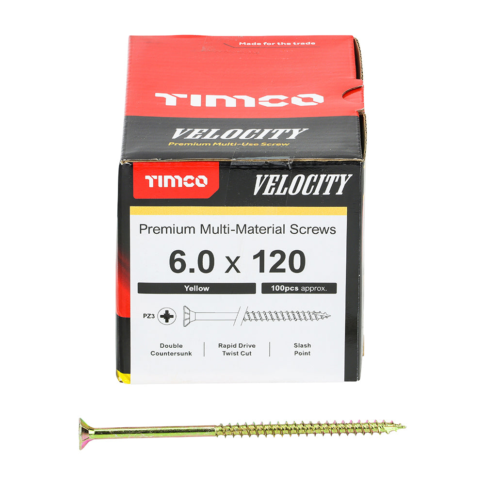 TIMCO Velocity Premium Multi-Use Countersunk Gold Woodscrews - 6.0 x 120 - Image