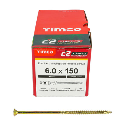 TIMCO C2 Clamp-Fix Multi-Purpose Premium Countersunk Gold Woodscrews - 6.0 x 150 - Image