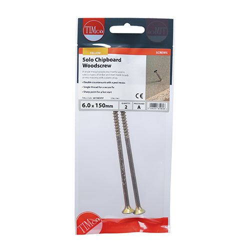 TIMCO Solo Countersunk Gold Woodscrews - 6.0 x 150 - Image