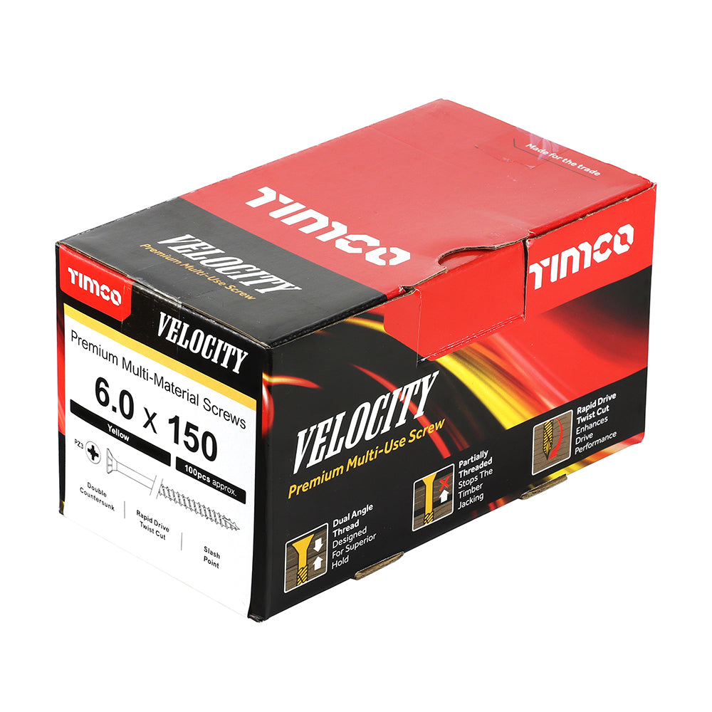 TIMCO Velocity Premium Multi-Use Countersunk Gold Woodscrews - 6.0 x 150 - Image