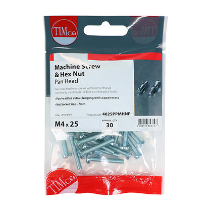 TIMCO Machine Pan Head Screws & Hex Nut Silver - M6 x 16 - Image
