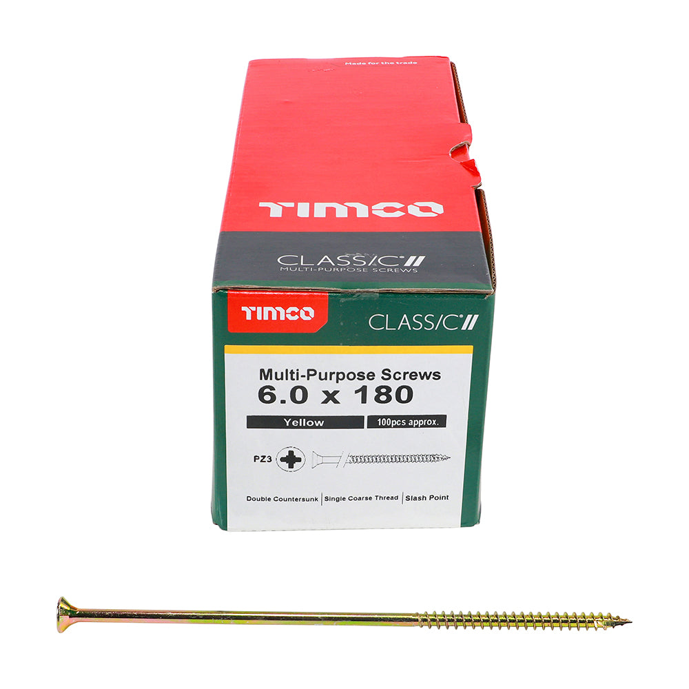 TIMCO Classic Multi-Purpose Countersunk Gold Woodscrews - 6.0 x 180 - Image