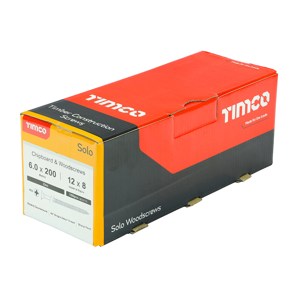 TIMCO Solo Countersunk Silver Woodscrews - 6.0 x 200 - Image