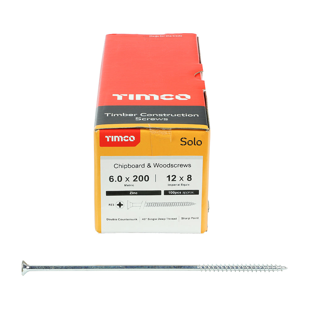 TIMCO Solo Countersunk Silver Woodscrews - 6.0 x 200 - Image
