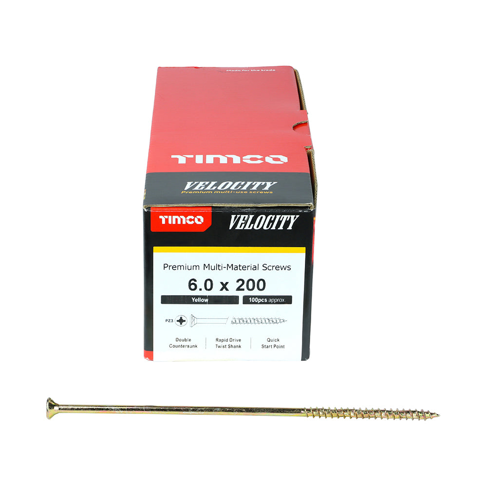 TIMCO Velocity Premium Multi-Use Countersunk Gold Woodscrews - 6.0 x 200 - Image