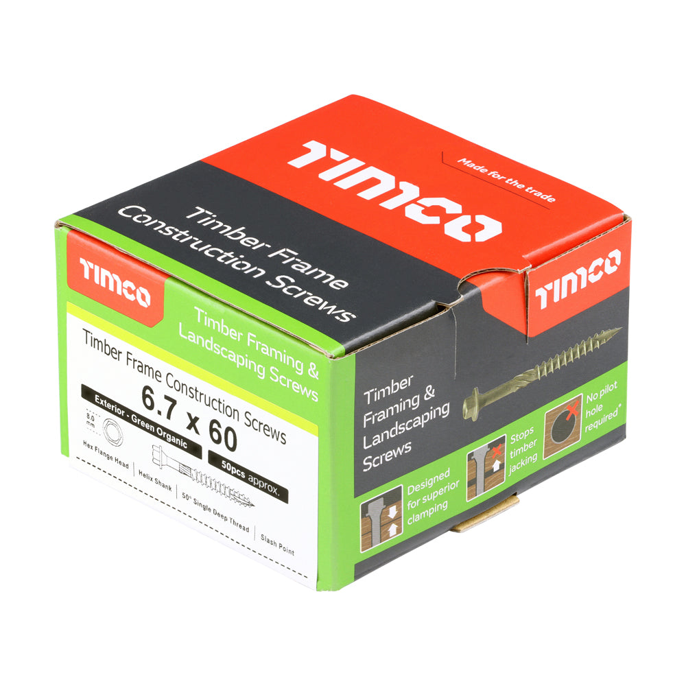 TIMCO Timber Screws Hex Flange Head Exterior Green - 6.7 x 60 - Image