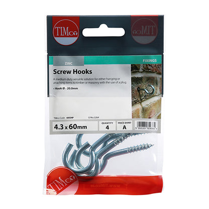 TIMCO Screw Hooks Silver - 60mm - Image
