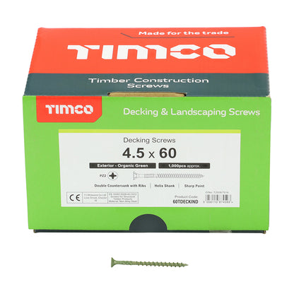 TIMCO Decking Screws Countersunk Exterior Green - 4.5 x 60 - Image