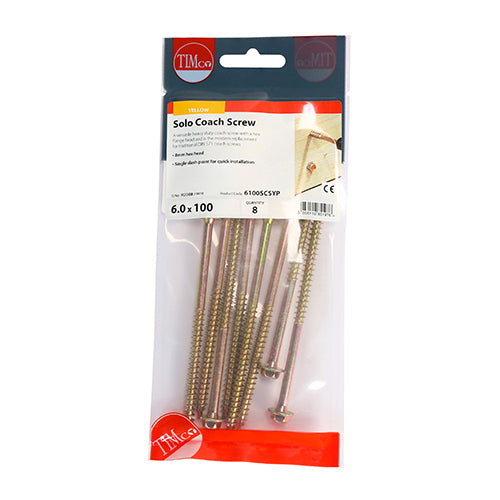 TIMCO Solo Advanced Hex Head Gold Coach Woodscrews - 6.0 x 100 - Image