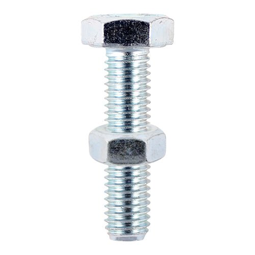 TIMCO Set Screws DIN933 Grade 8.8 & Hex Nut DIN934 Silver - M6 x 30 - Image