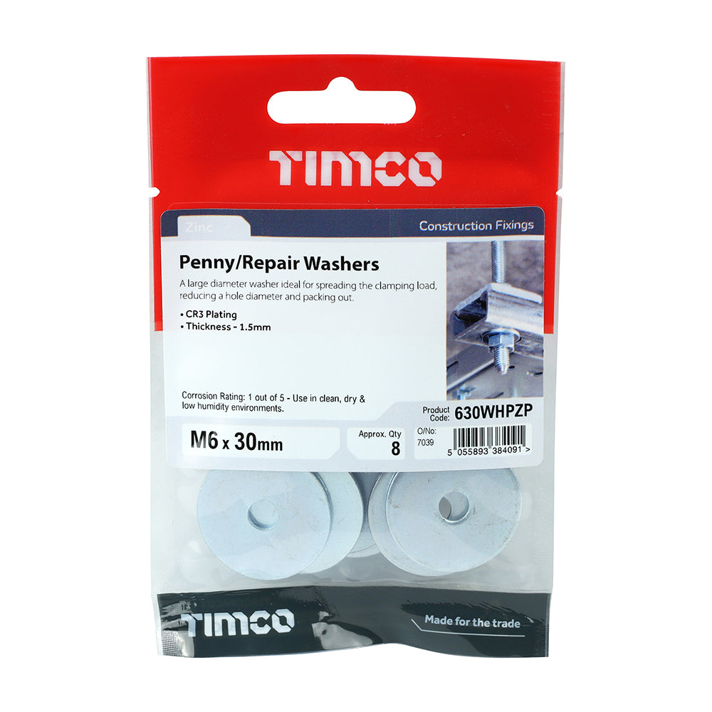 TIMCO Penny / Repair Washers DIN9054 Silver - M6 x 30 - Image