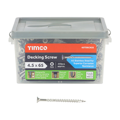 TIMCO Decking Screws Countersunk A2 Stainless Steel - 4.5 x 65 - Image