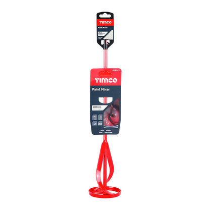 TIMCO Paint Mixer, Paint and Plaster Mixing Paddle for Drill, Red - 400 x 80mm - Image