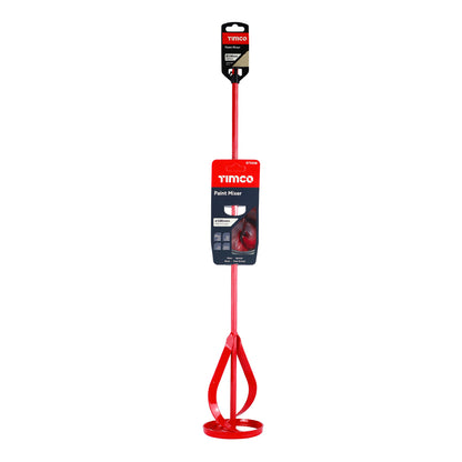 TIMCO Paint Mixer, Paint and Plaster Mixing Paddle for Drill, Red - 600 x 100mm
 - Image