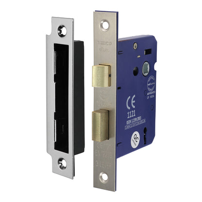 TIMCO 3 Lever Satin Nickel Mortice Sashlock 78mm Case 58mm Backset  - Image