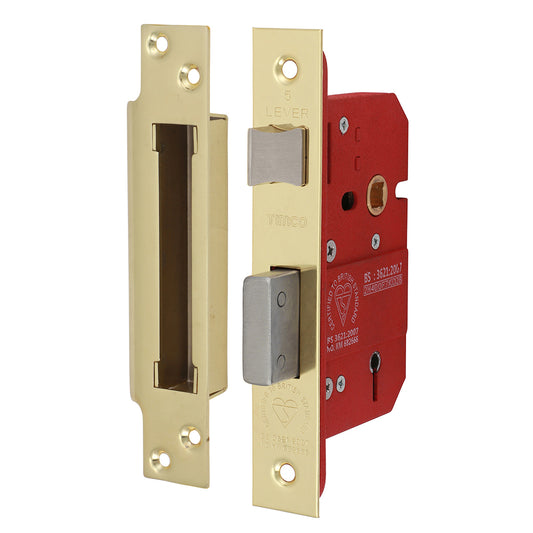 TIMCO 5 Lever British Standard Sashlock - Electro Brass - 66mm - Image