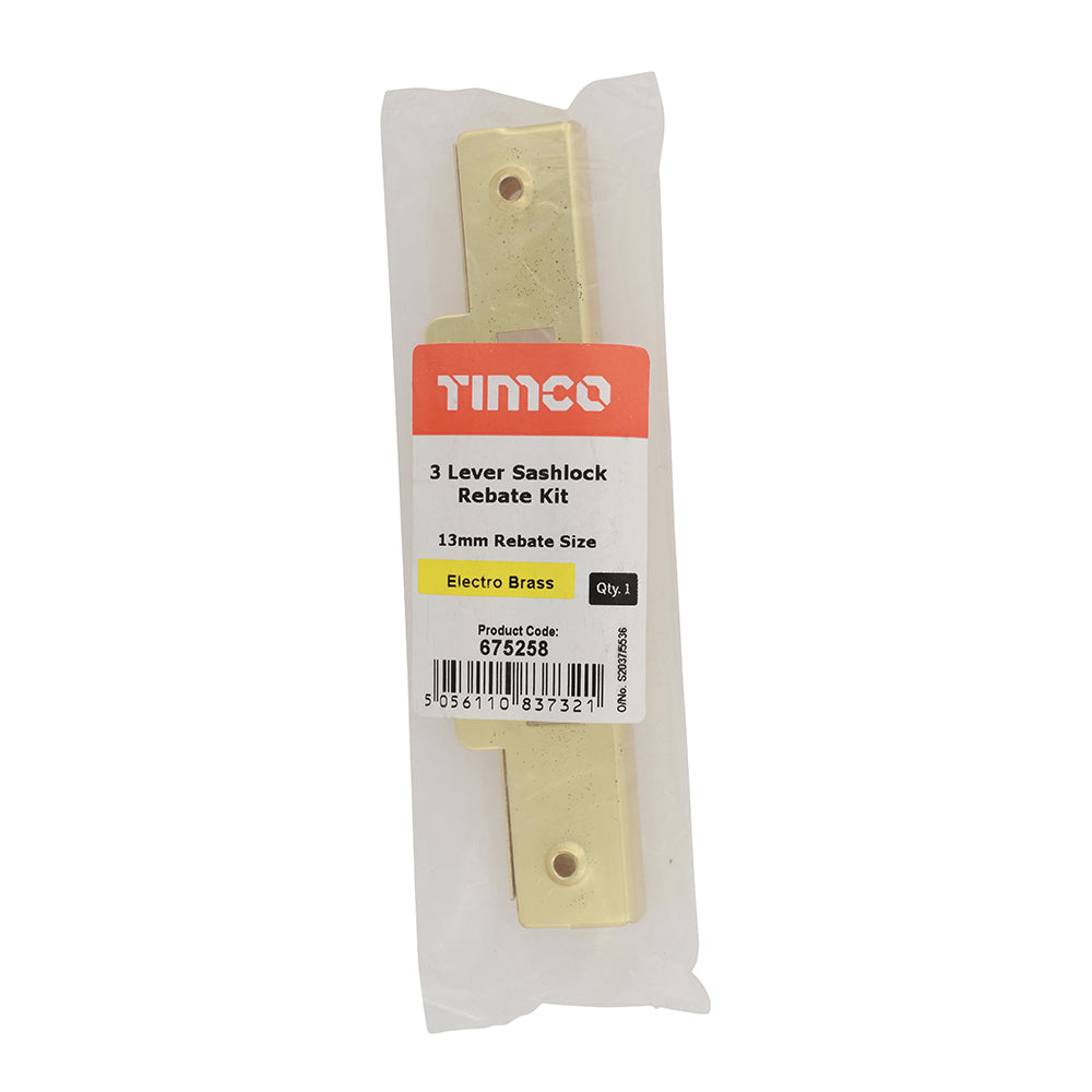 TIMCO 3 Lever Electro Brass Mortice Sashlock Rebate Kit - Image