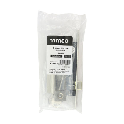 TIMCO 3 Lever Sashlock - Satin Nickel - 51mm - Image