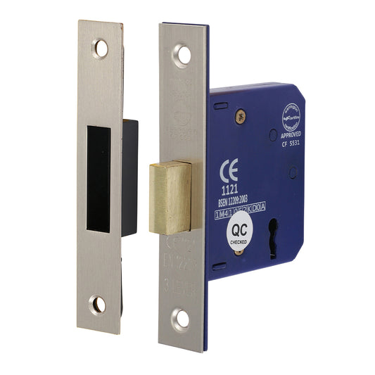 TIMCO 3 Lever Deadlock Satin Nickel - 65mm - Image